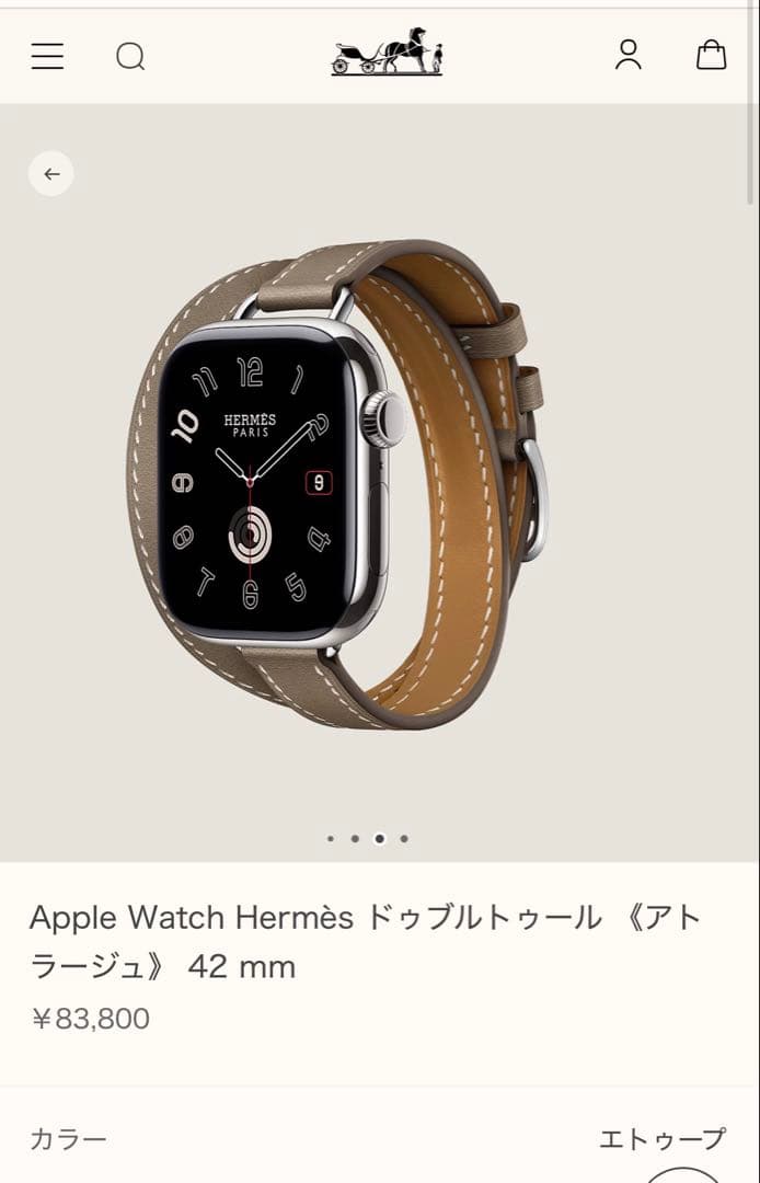 3003 未使用　Apple Watch エルメス　エトゥープ　二重　レザー