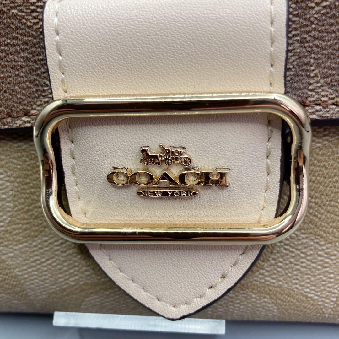 値下げ　未使用 COACH コーチ 三つ折財布 シグネチャー　ミニ ウォレット