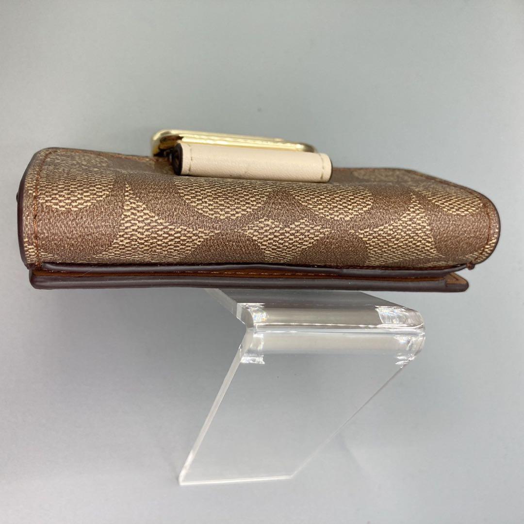 値下げ　未使用 COACH コーチ 三つ折財布 シグネチャー　ミニ ウォレット