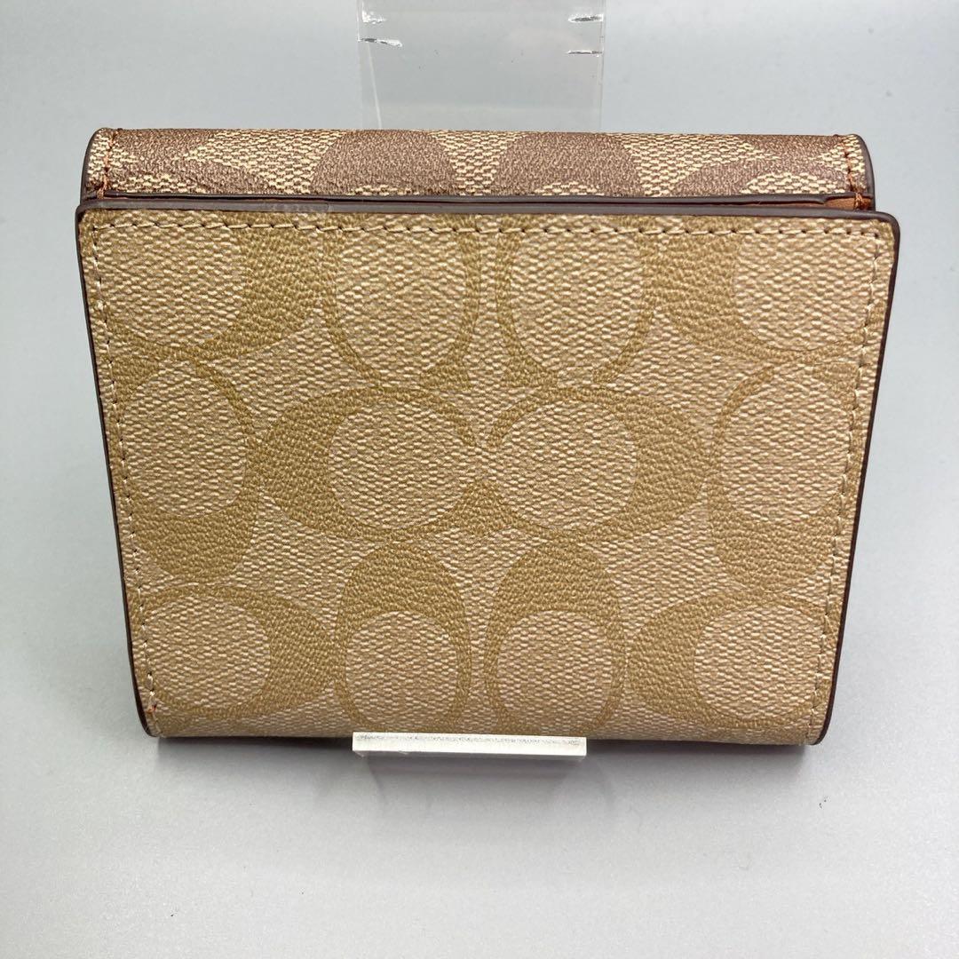 値下げ　未使用 COACH コーチ 三つ折財布 シグネチャー　ミニ ウォレット