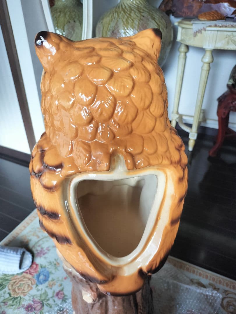 フクロウのポスト高さ87cm 陶器の置物