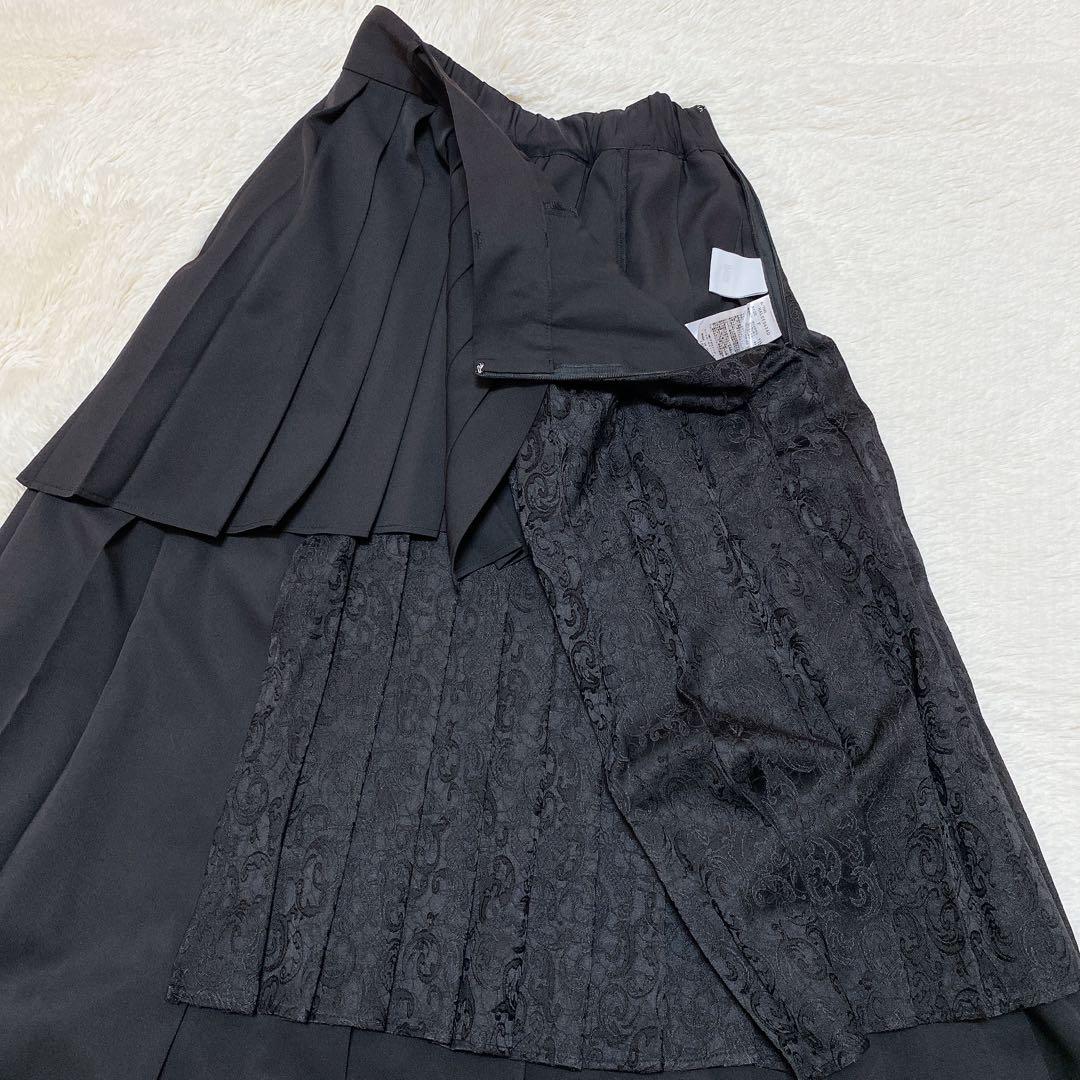 24AW 完売品✨HARE アシメMIXプリーツスカート　ブラック　フリー