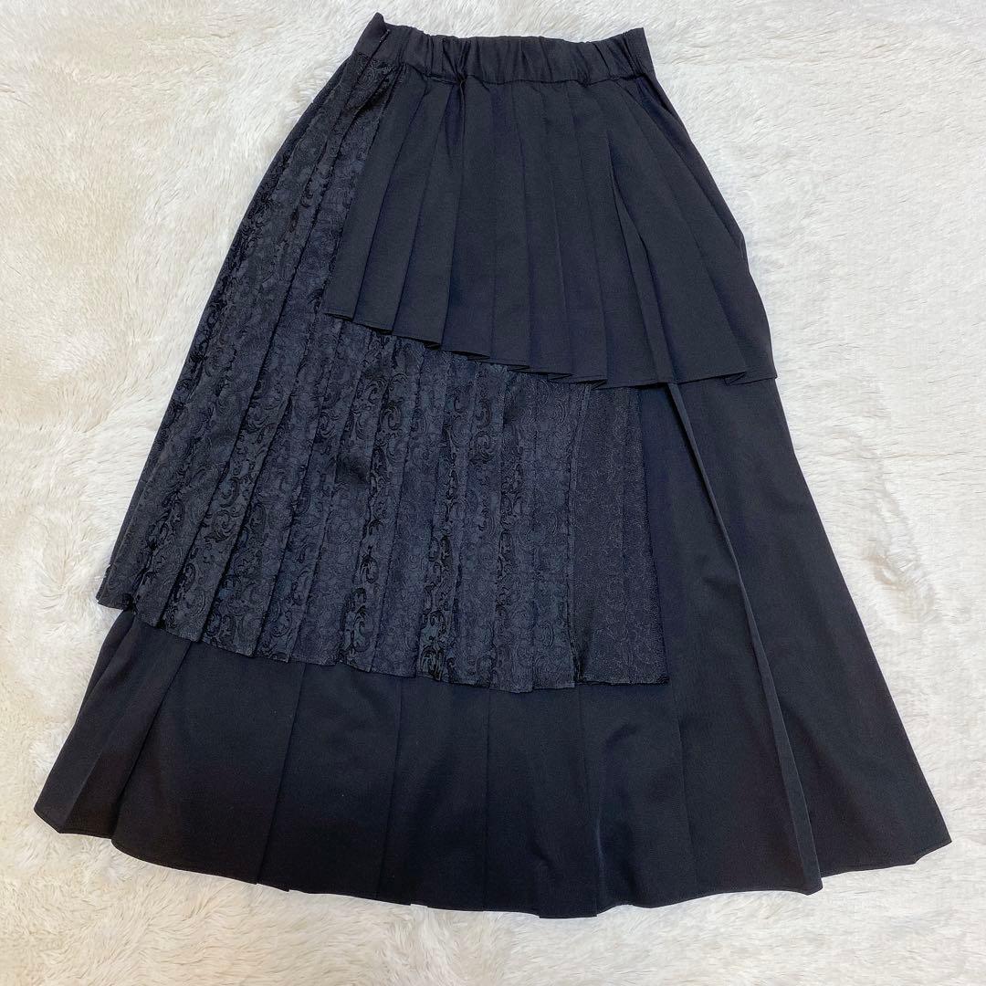 24AW 完売品✨HARE アシメMIXプリーツスカート　ブラック　フリー