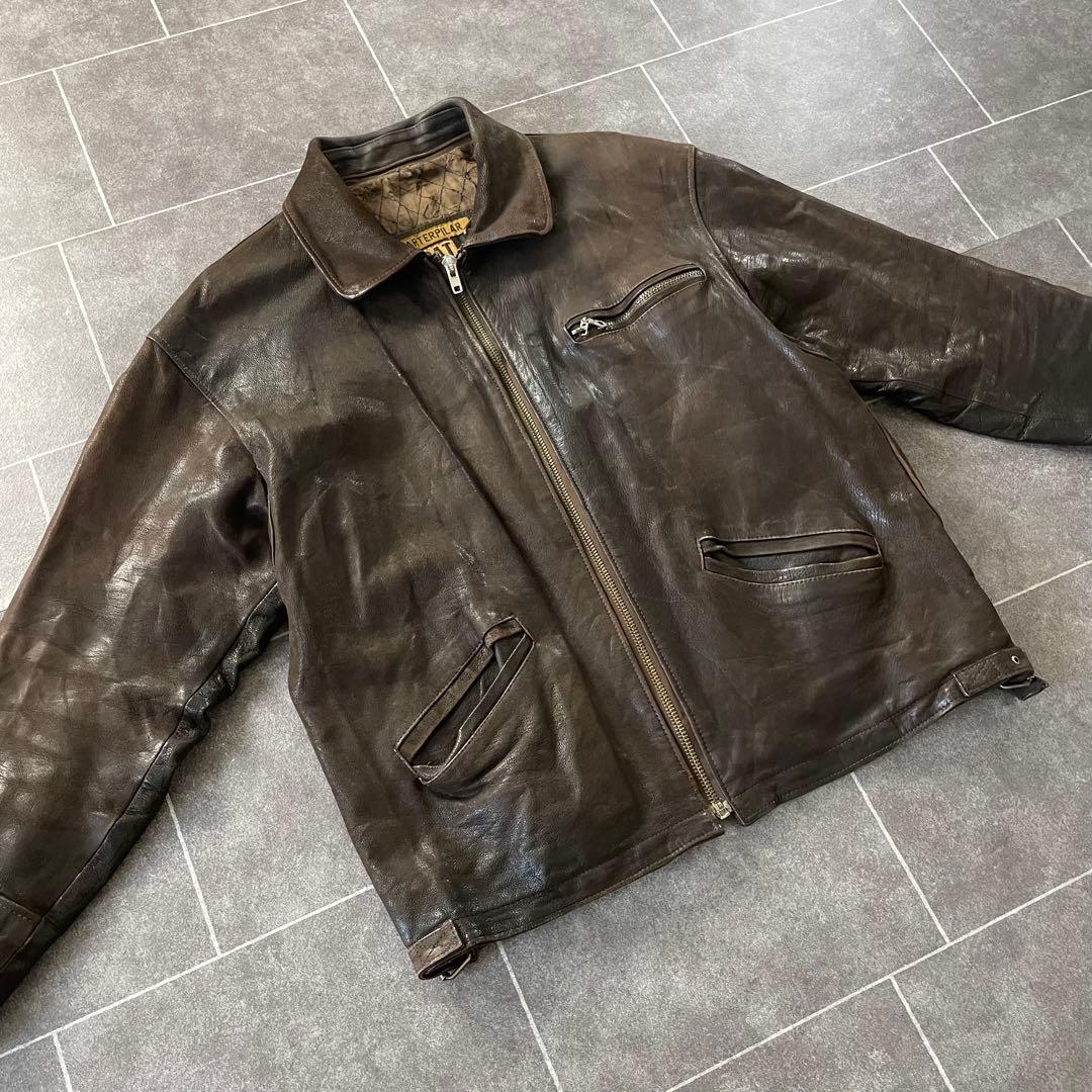 本革 90's vintage 古着 本革 レザージャケット ブラウン 3