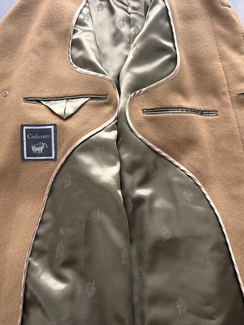 Cashmere カシミヤ100 日本製 ステンカラー ロングコート キャメル