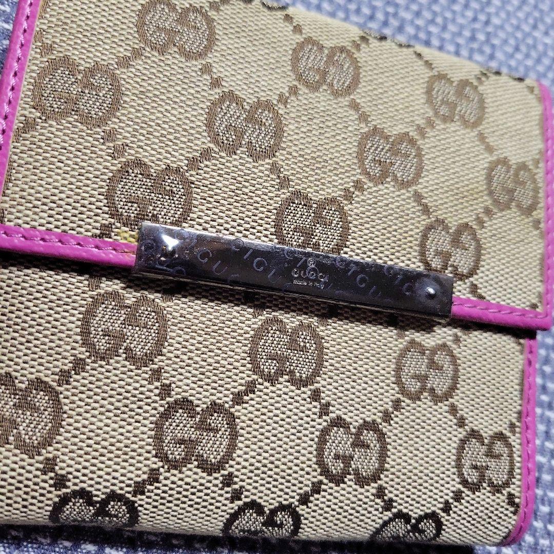 レア 極美品 GUCCI グッチ GGパターン キャンバス地 二つ折り財布