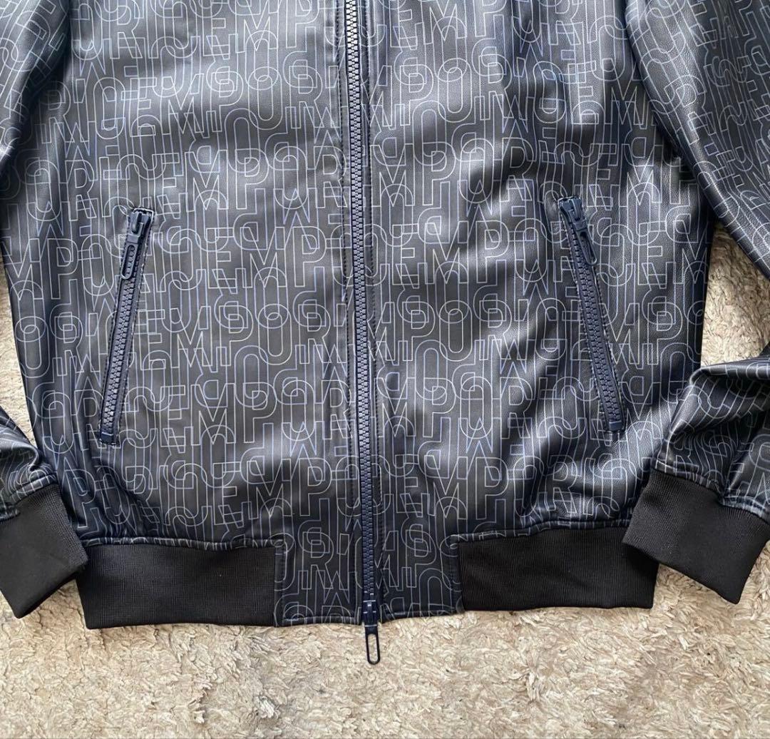 未使用に近い✨エンポリオアルマーニ レザージャケット ロゴ総柄 ブルゾン 黒