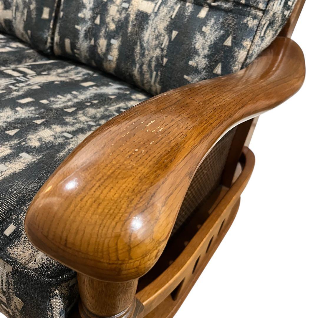 カリモク家具　コロニアル　3人掛け　オールドカリモク　ソファ　ラタン