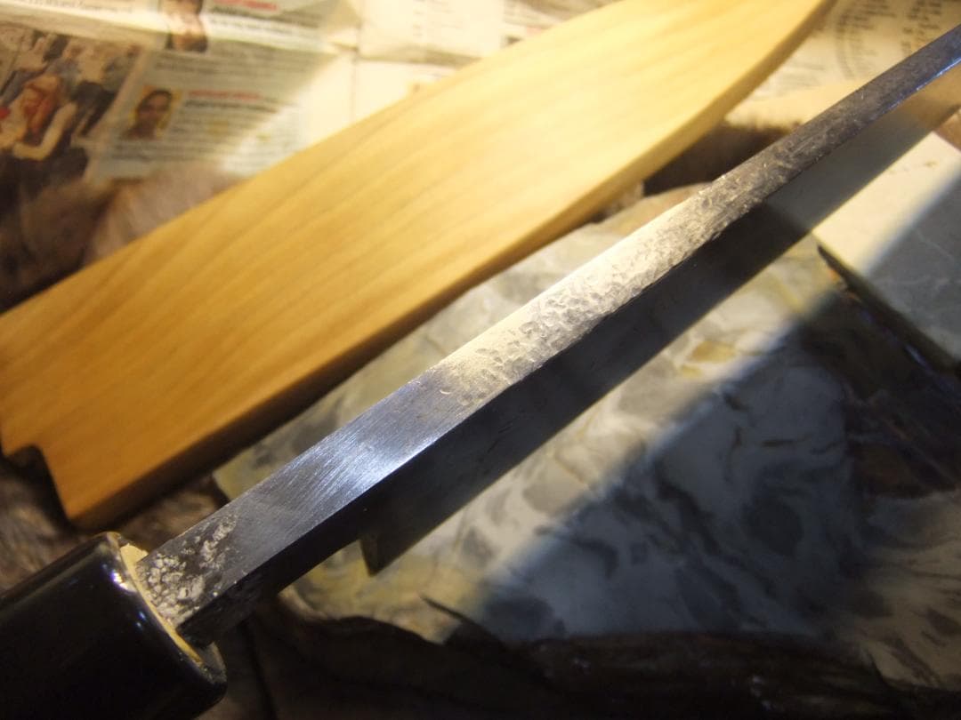 OH済 ８寸大出刃青紙刃厚7ｍｍ火造鍛造品　特製有次　本刃付＆ケース付き　中古