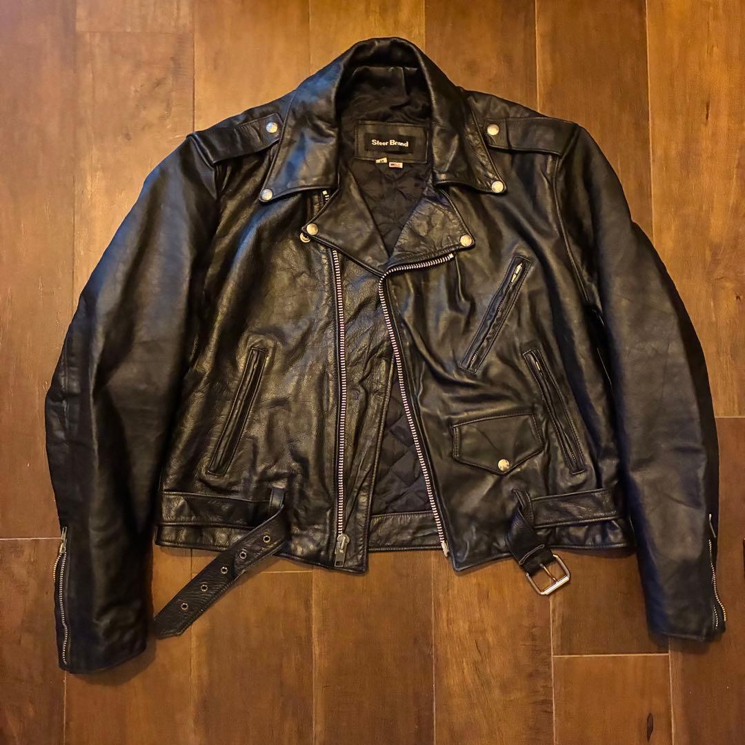 80s us vintage レザーダブルライダースジャケット 古着