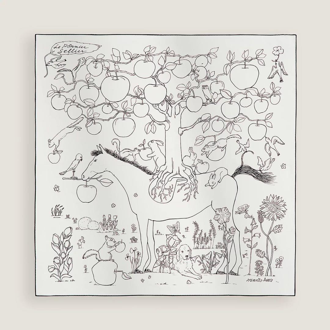 【新品・未使用】エルメス カレ90 ルポミエセリエ ホワイト 2026SS