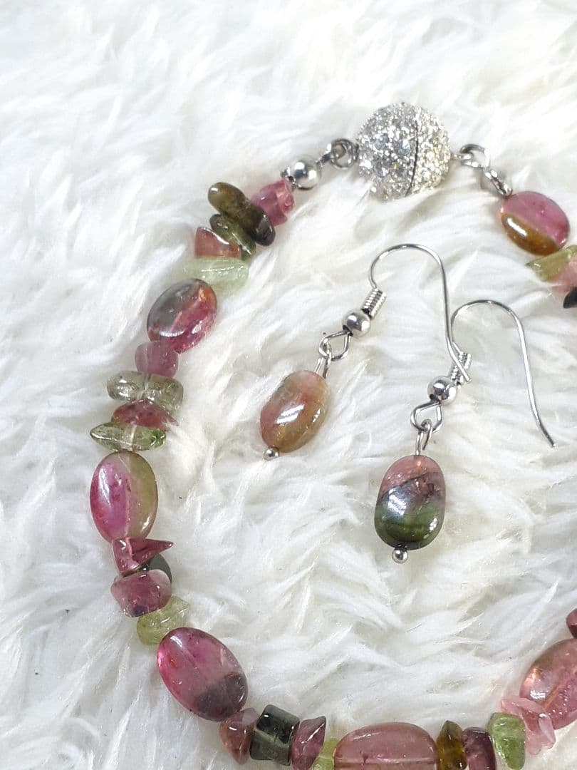 ウォータートルマリン 　ブレスレット＆ピアスセット