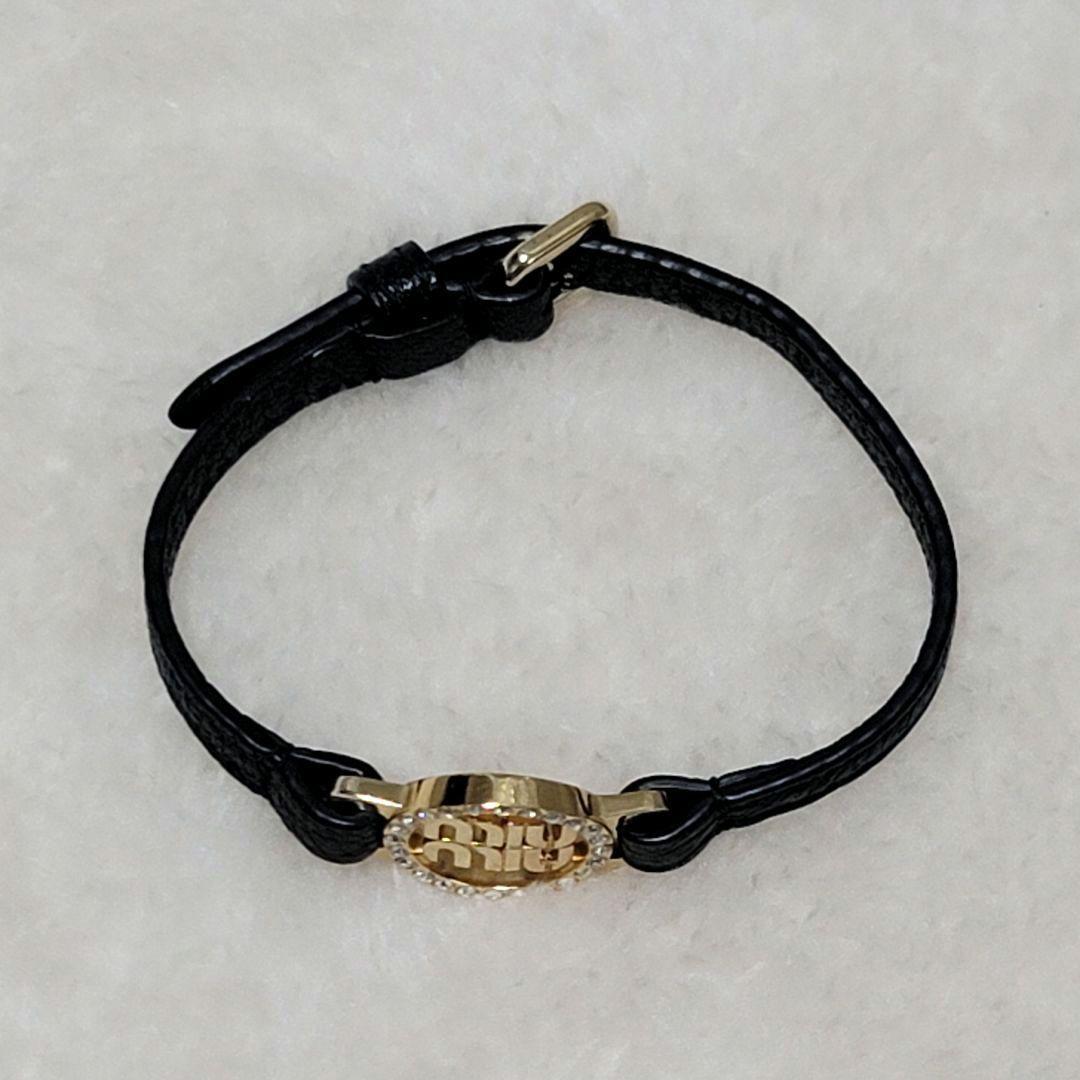 美品✨MIUMIU ミュウミュウ ブレスレット ロゴ ラインストーン マドラス