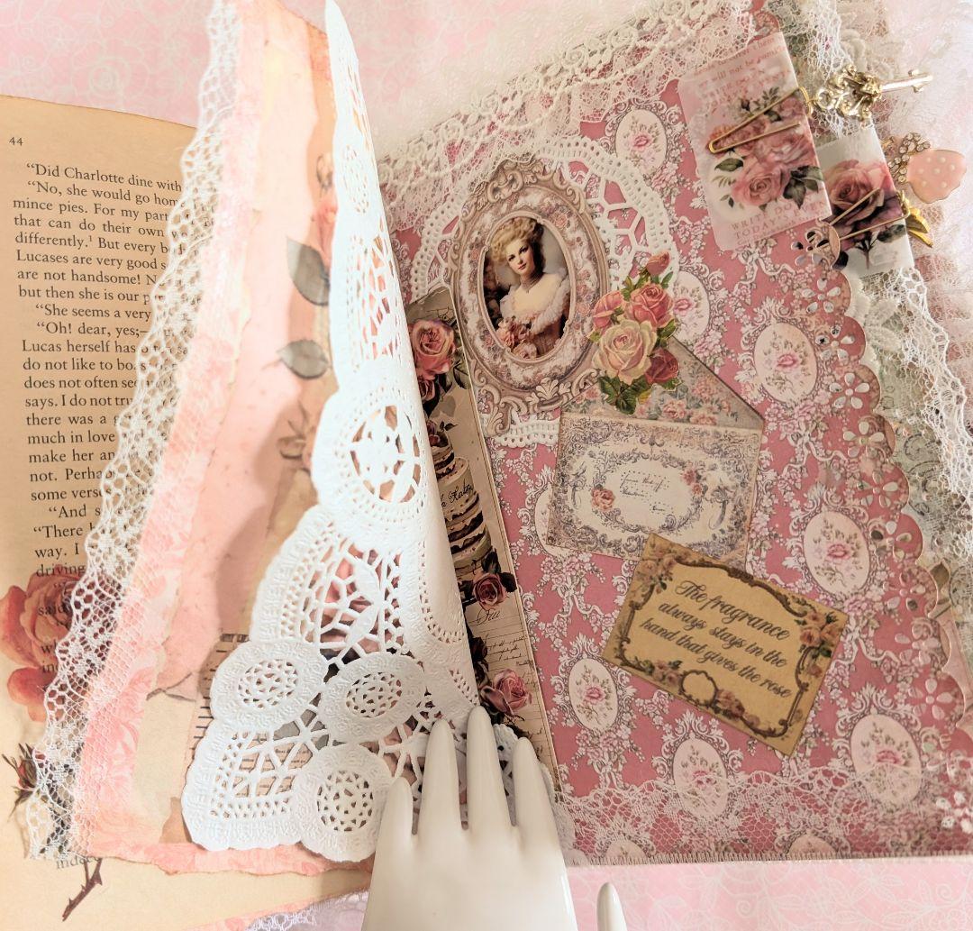 ロココ調レース＆薔薇の大型ジャンクジャーナル2025lp♥マリーの薔薇♥