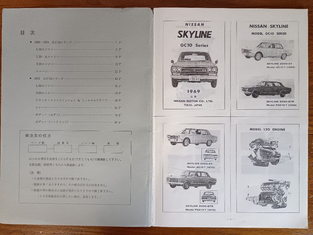 スカイラインパーツリスト日産 ハコスカ95ページ 旧車解説書 非売品
