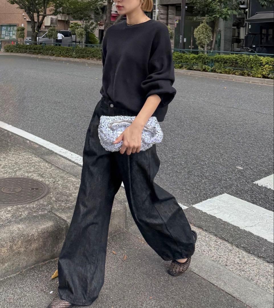 yu...さん専用！！アングリッド タックデザインカーブデニム ブラック 25