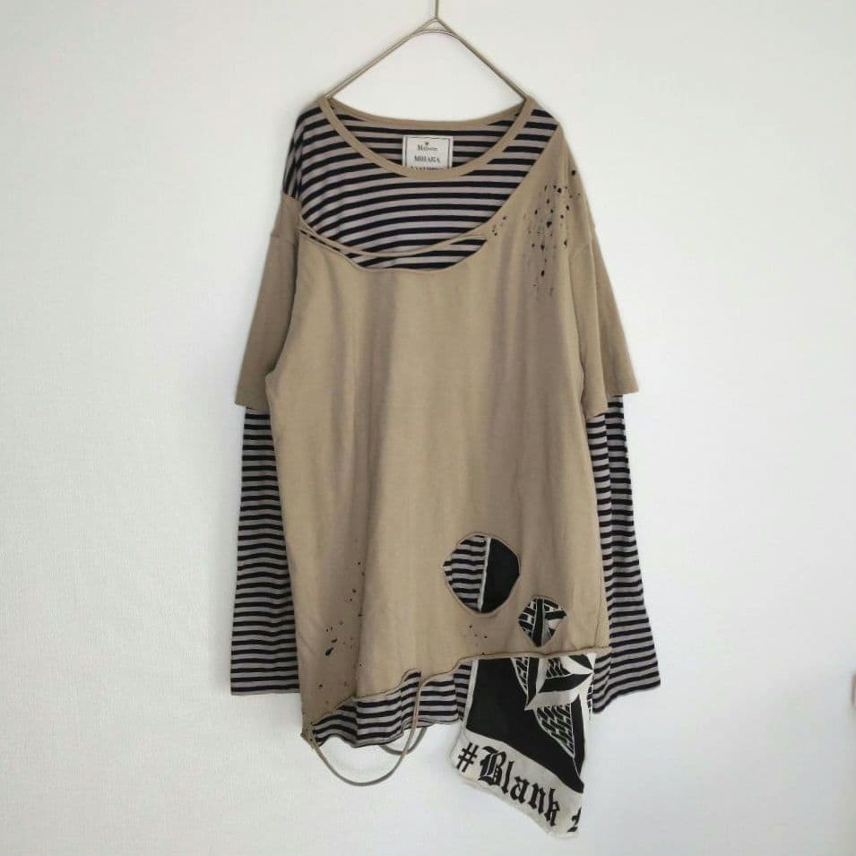 メゾン ミハラ ヤスヒロ レイヤードダメージ ロングTシャツ46