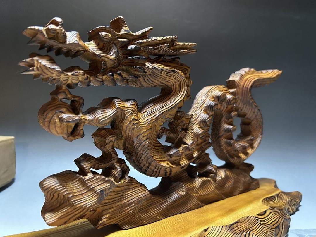 屋久杉　飛龍　置物　４２㎝　龍　木彫　木彫り