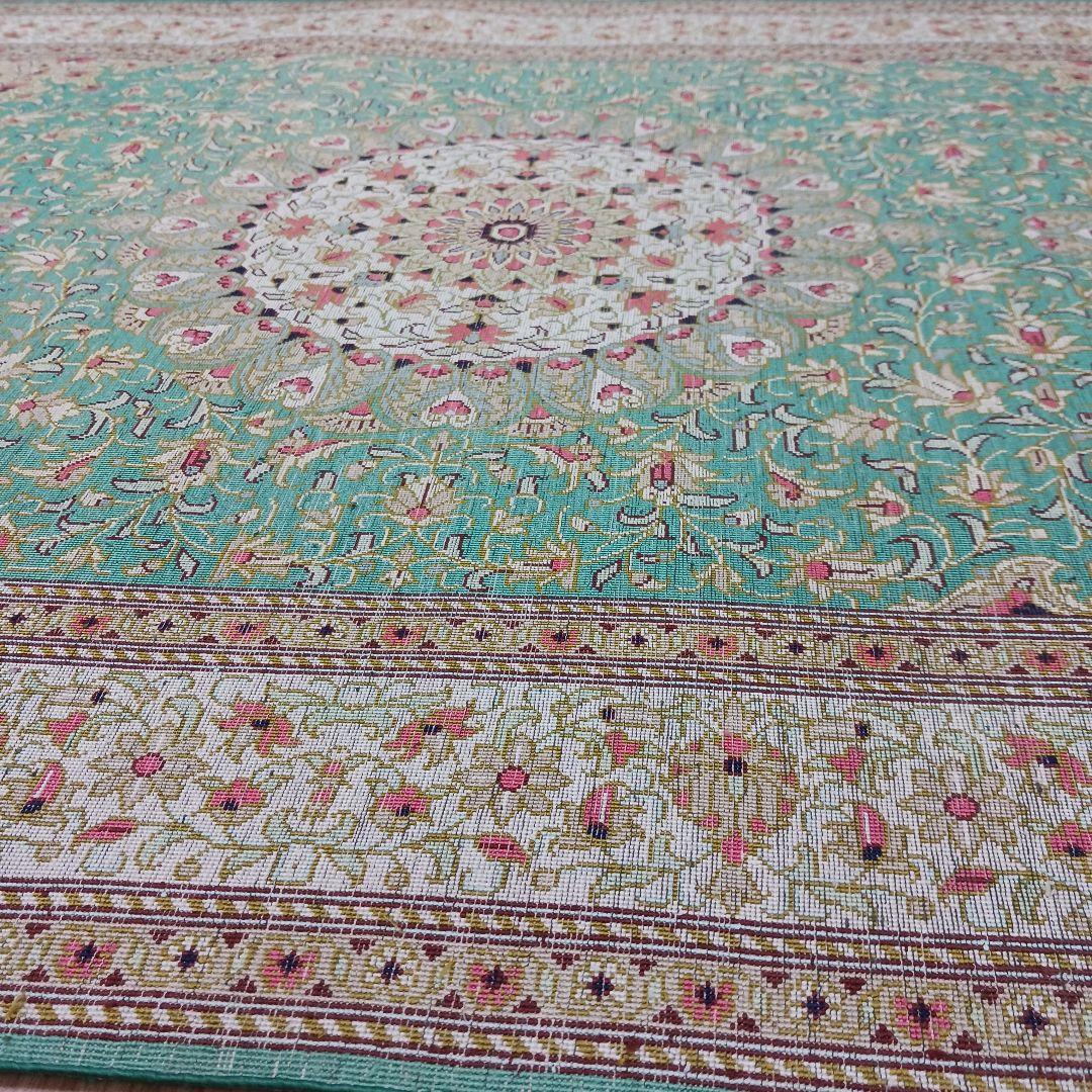 Y3348 高級ペルシャ絨毯 クム産 シルク100% 手織り90万ノット