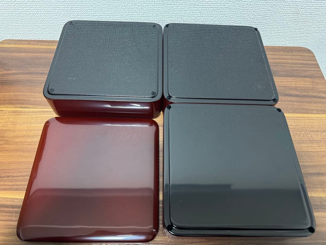 【未使用・送料無料】越前漆器 5.5 三段重隅丸型朱 三段 重箱 古代朱