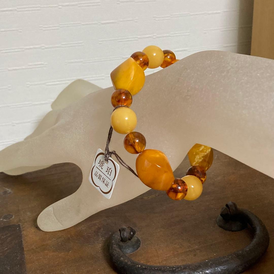 【H1756】琥珀 ブレスレット ボリュームがあります　新品未使用