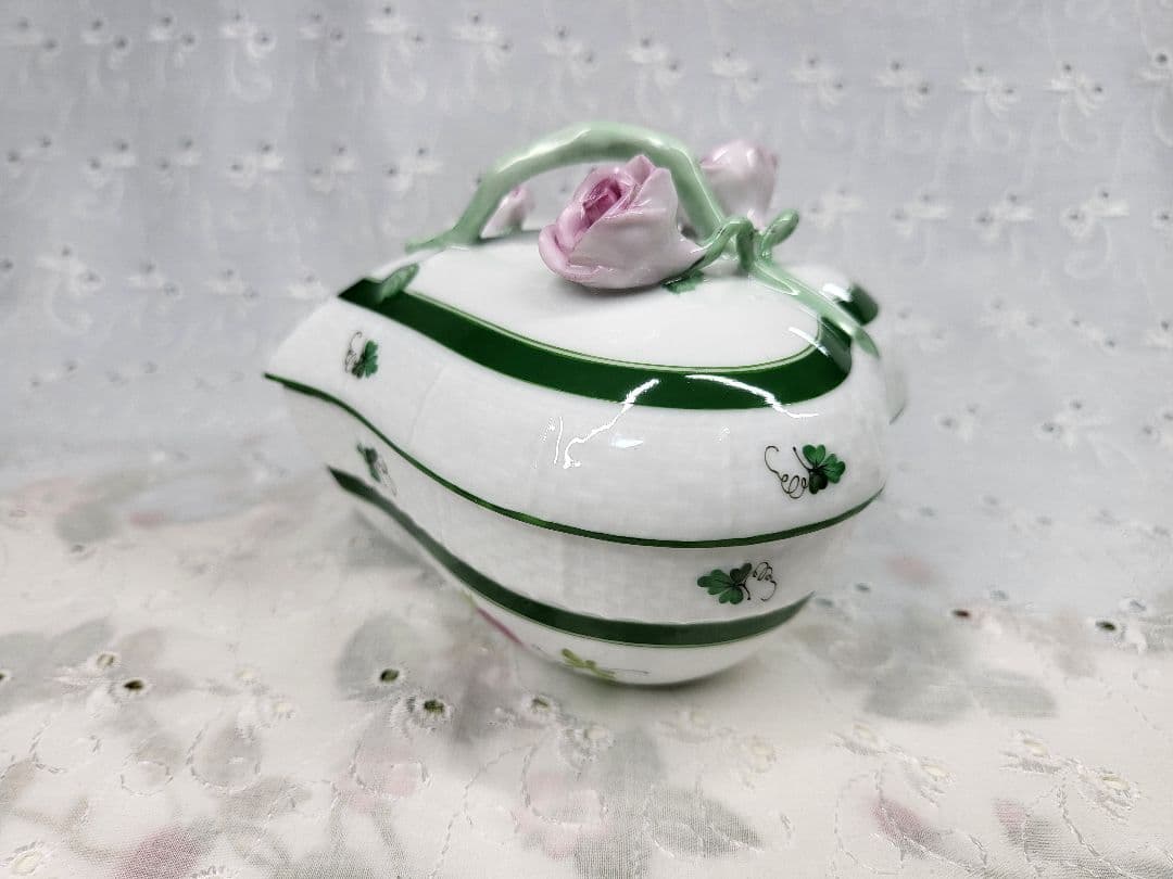 未使用近✨ヘレンド ウィーンの薔薇 ボンボニエール 小物入れ ピンクバラ ハート