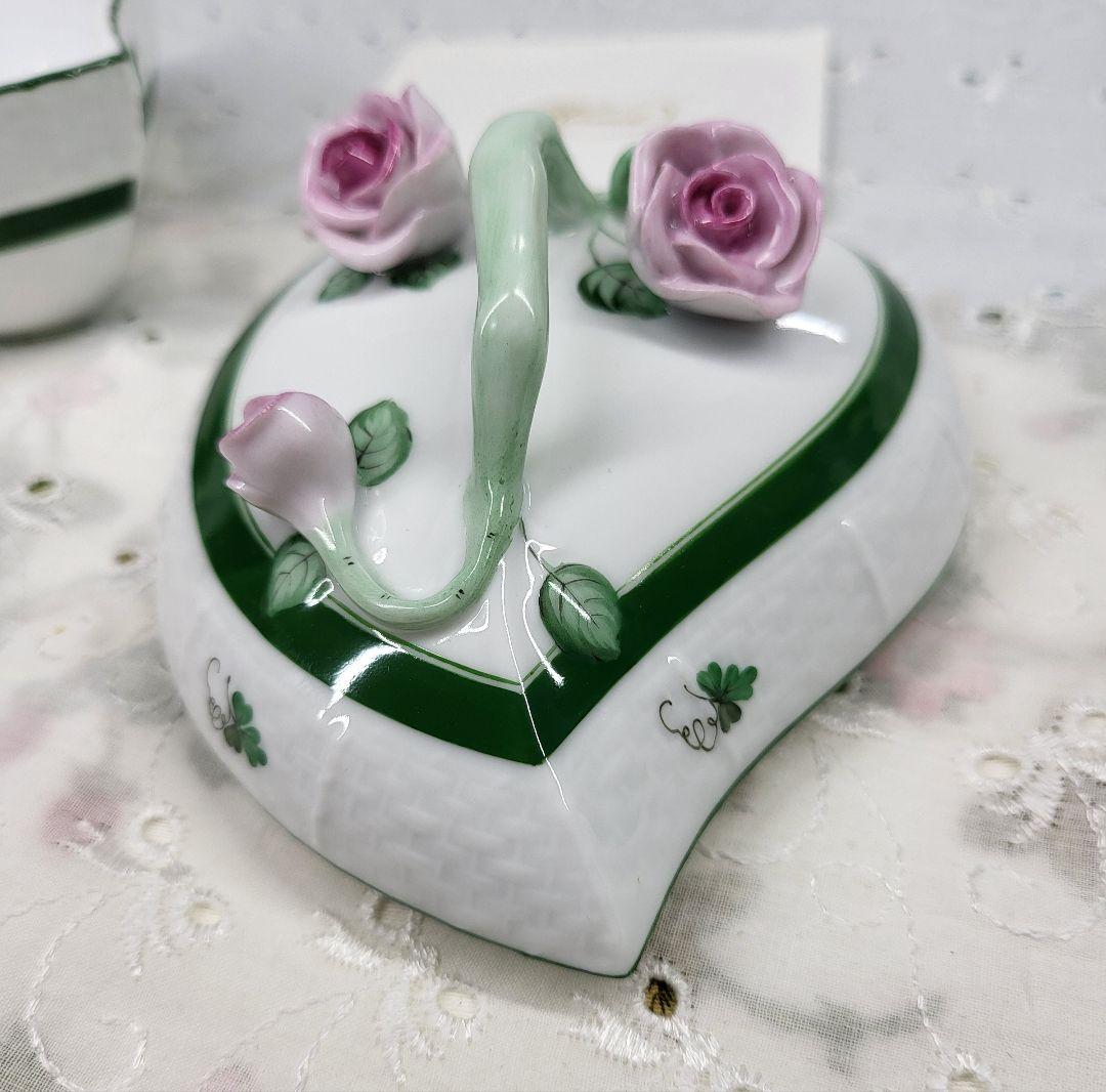 未使用近✨ヘレンド ウィーンの薔薇 ボンボニエール 小物入れ ピンクバラ ハート