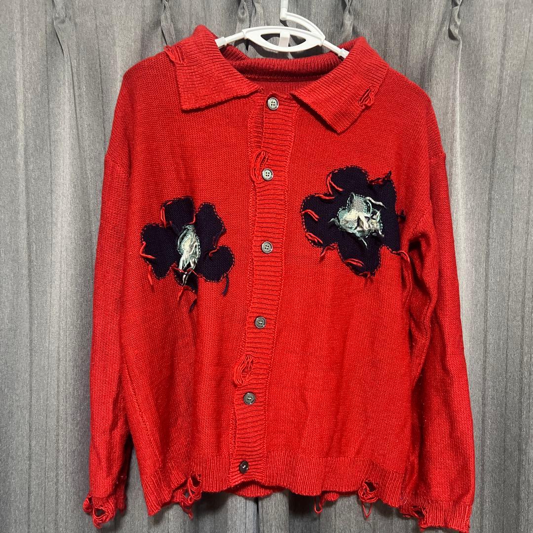 Camphor woodダメージ加工フラワーカーディガン