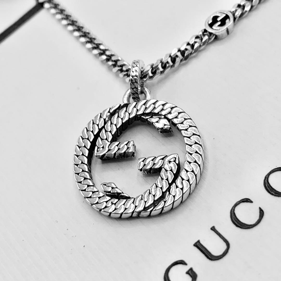 【現行/美品/希少】GUCCI ネックレス　喜平　燻　インターロッキング