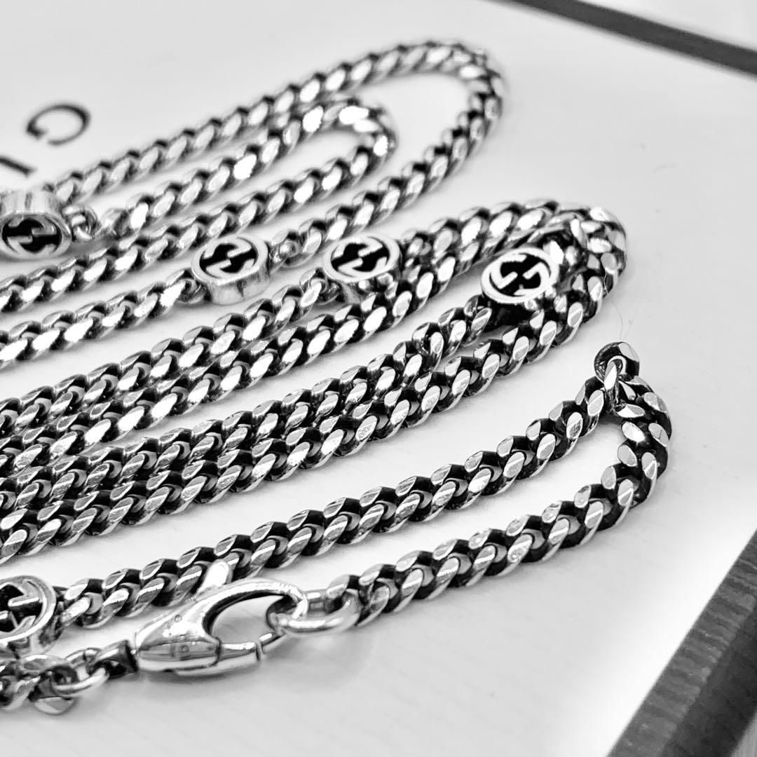 【現行/美品/希少】GUCCI ネックレス　喜平　燻　インターロッキング