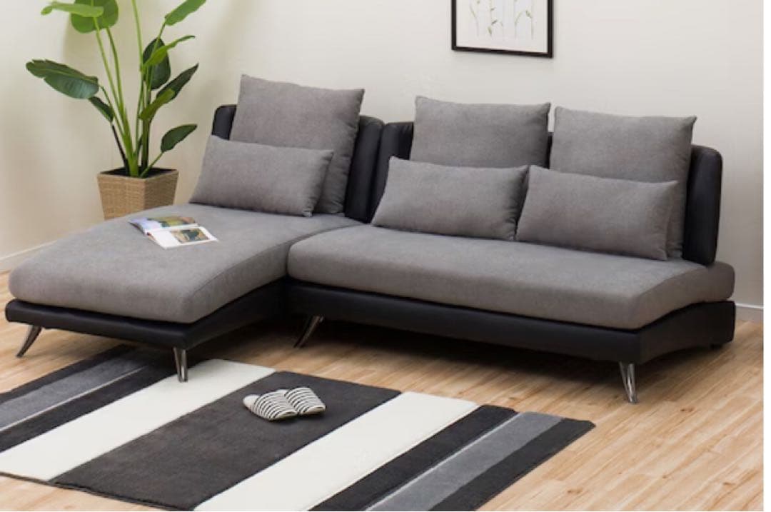 埼玉県/ニトリ/定価約10万円/布張りカウチソファ(ポーション2KD GY)