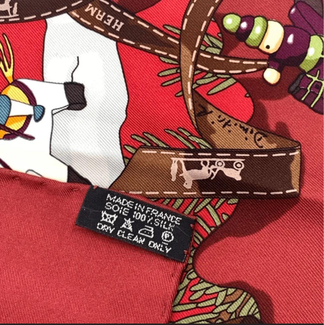 Hermes エルメス カレ90 フォーブル24番地のクリスマス レッド