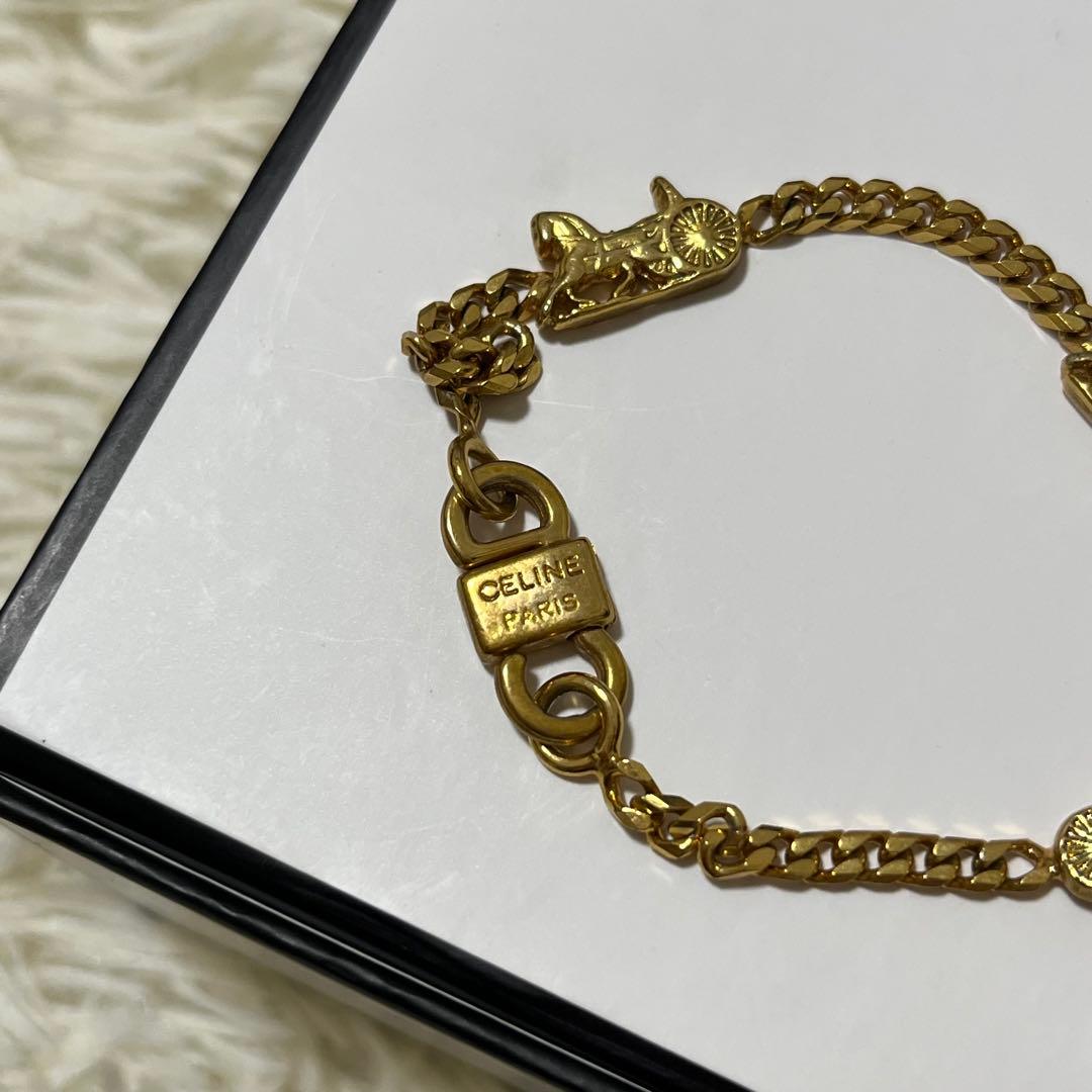 美品　セリーヌ　ブレスレット　馬車金具　トリオンフ　ゴールド金具　CELINE