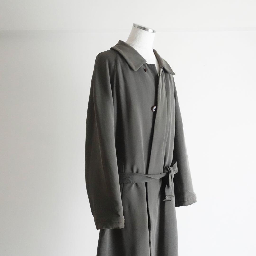 1990s LANVIN Paris レーヨンウールギャバジン　ベルテッドコート