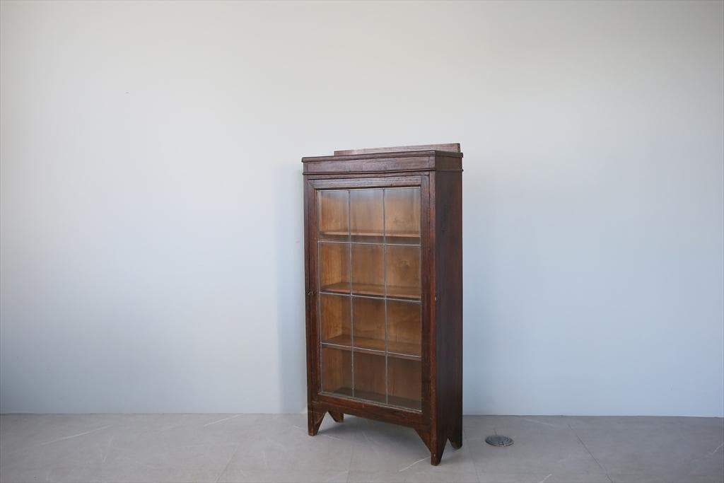 英国アンティーク木製ブックケースキャビネット/本棚/食器棚/飾り棚(91-29)