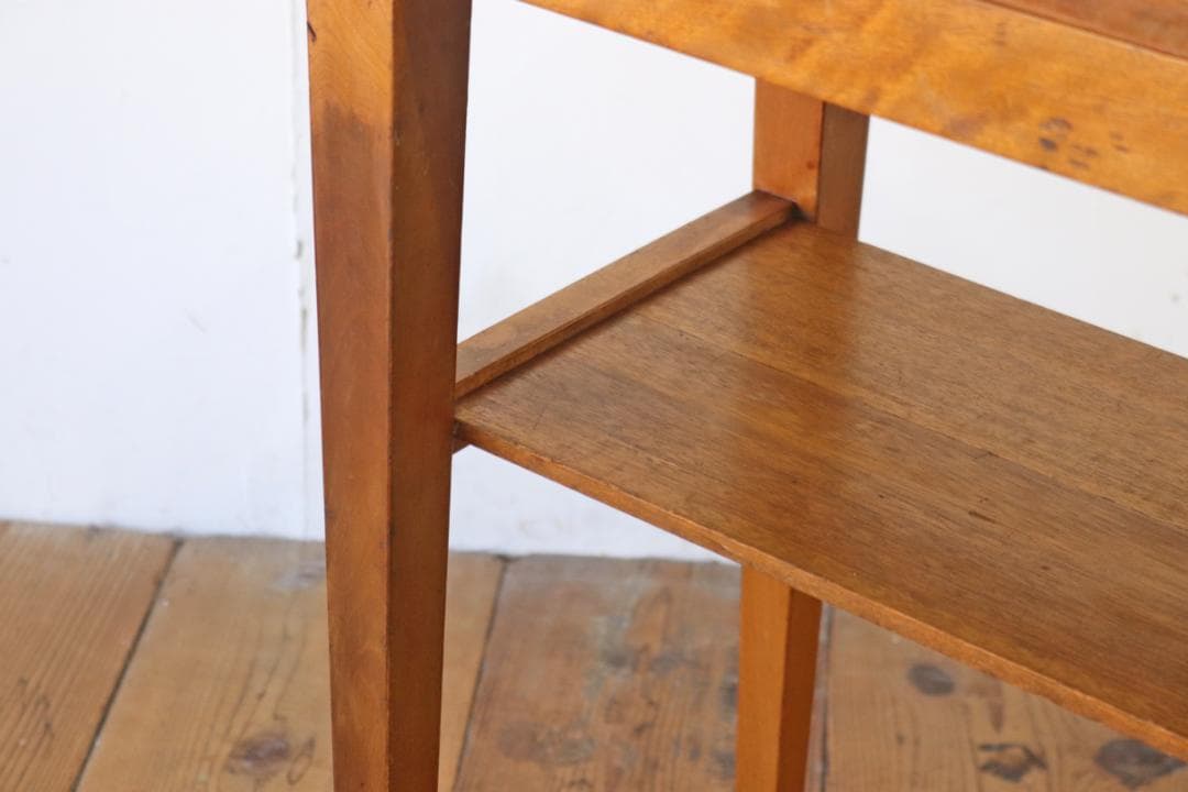 レトロ 花台 飾り台 展示台 テーブル 机 ラワン材 メラミン天板 ナチュラル