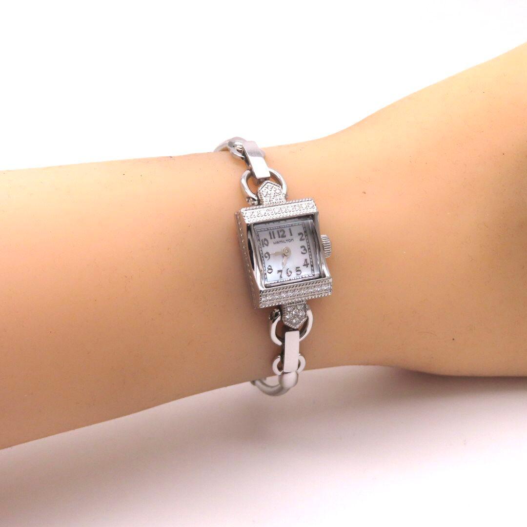 【ダイヤモンドベゼル】新品同様☆HAMILTON ハミルトン時計 ホワイトシェル