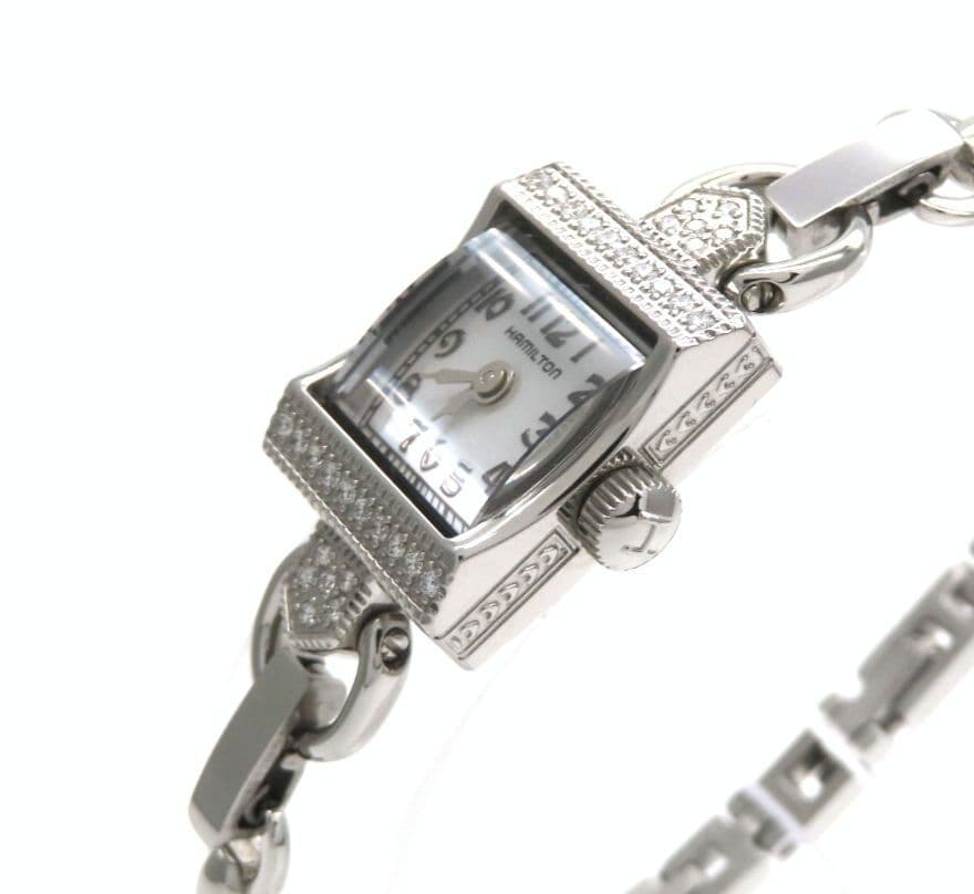 【ダイヤモンドベゼル】新品同様☆HAMILTON ハミルトン時計 ホワイトシェル