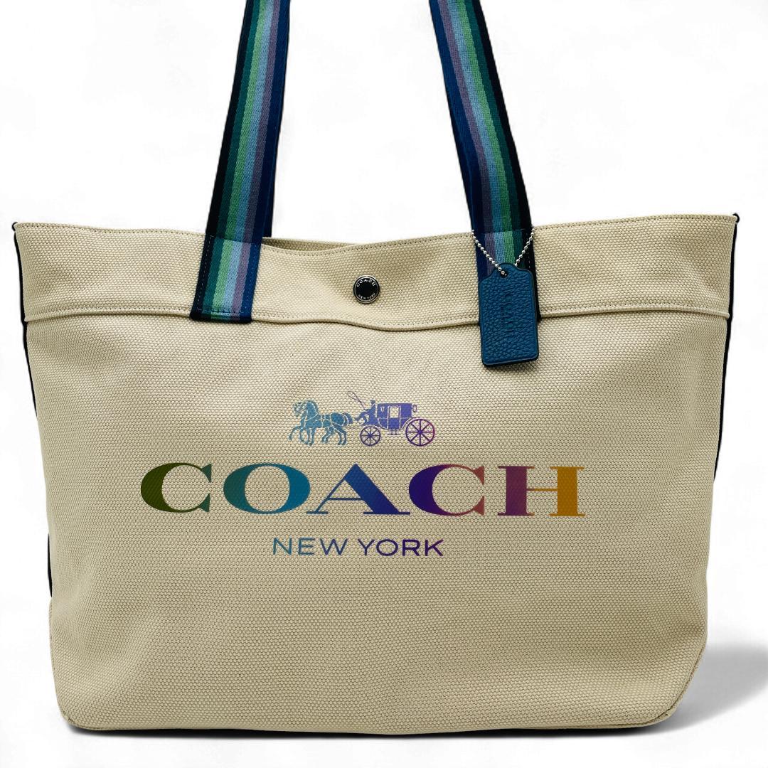 美品 COACH トートバッグ キャンバス ベージュ 91170