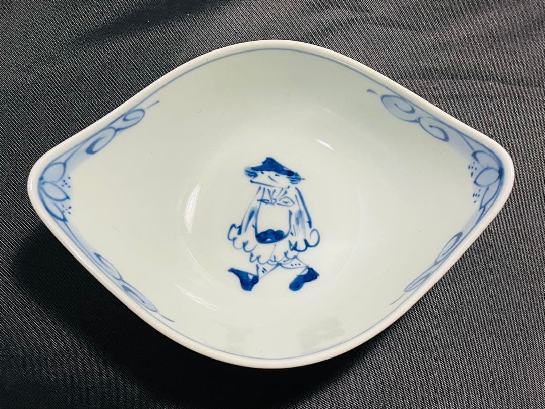 未使用品有田焼しん窯青花　舟型小鉢・中鉢まとめて6点