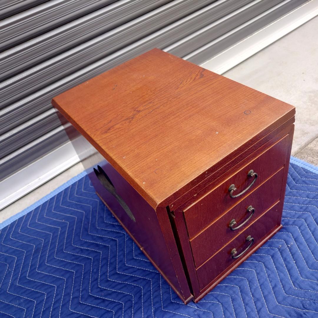 359　文机 折り畳み式　３段引き出し　 展開時W78×D38 ×H30