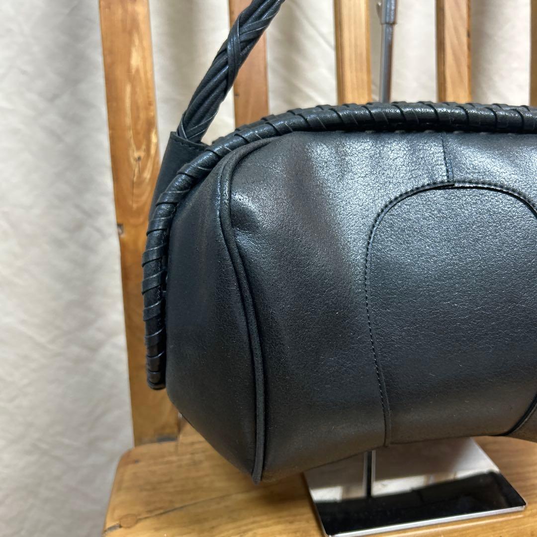 mame Synthetic Leather Boston Bag ブラック