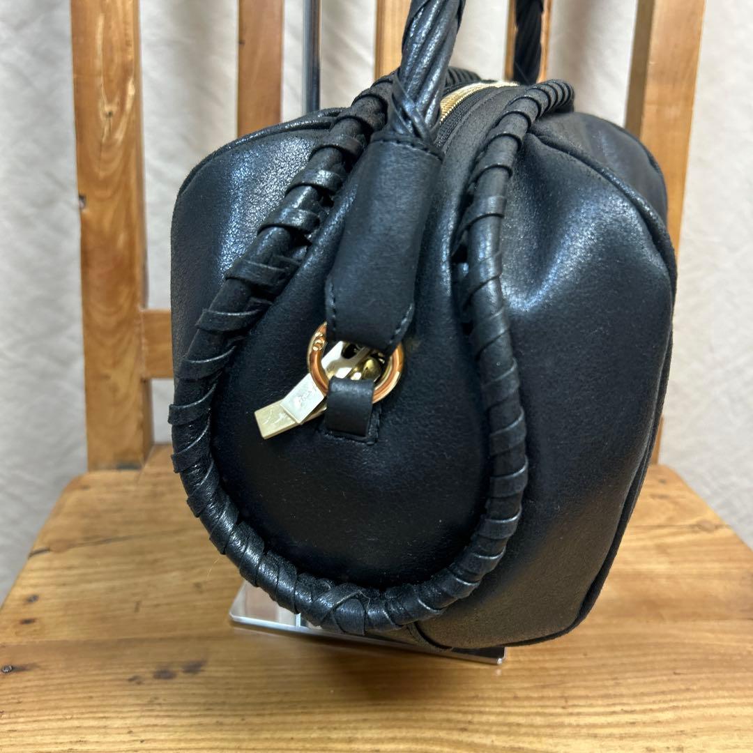 mame Synthetic Leather Boston Bag ブラック