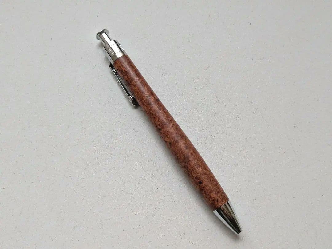 【上杢・美品】工房楔 花梨瘤 ルーチェペン ボールペン 濃赤 木軸 箱付き