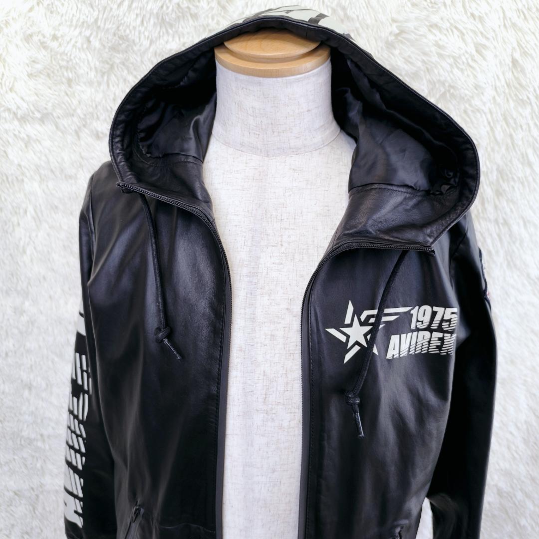 極美品✨　AVIREX　アヴィレックス　レザージャケット　パーカー　ラム羊　本革