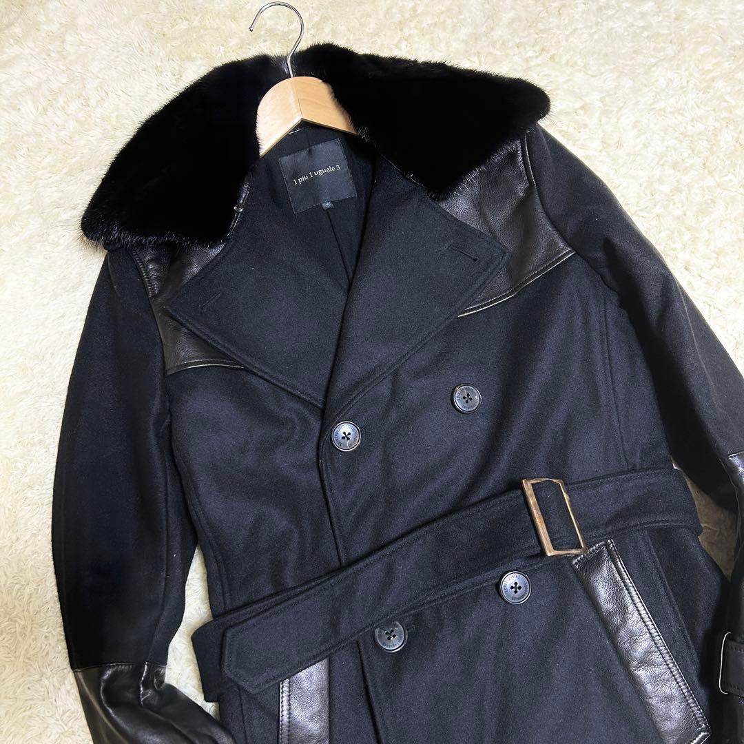 希少✨美品 1piu1uguale3 ミンク ウール レザー トレンチ 異素材