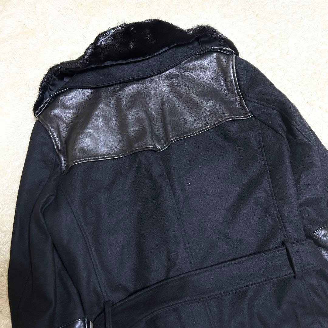 希少✨美品 1piu1uguale3 ミンク ウール レザー トレンチ 異素材