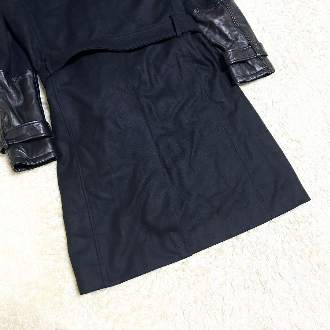 希少✨美品 1piu1uguale3 ミンク ウール レザー トレンチ 異素材