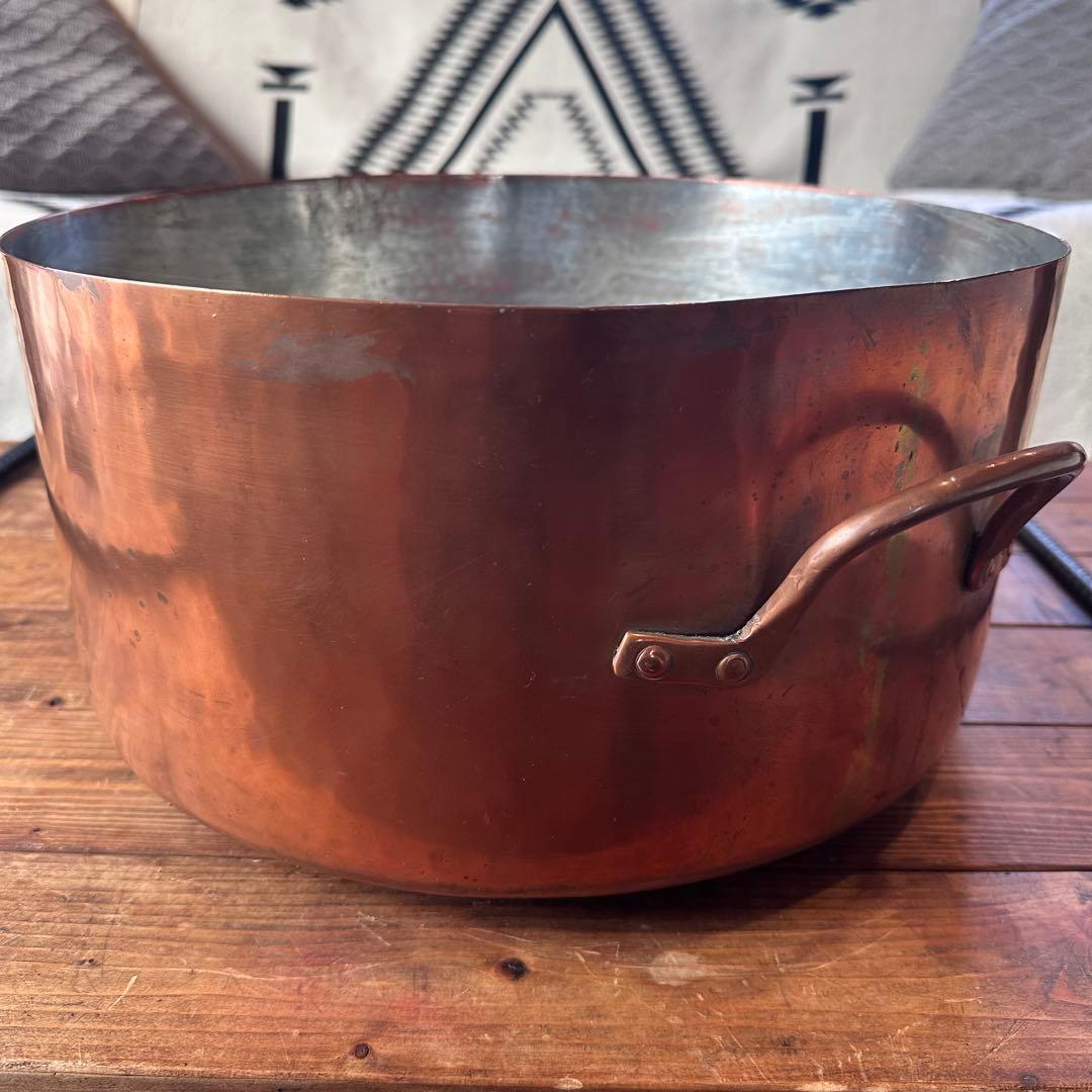 銅鍋　両手鍋　銅製　大型　寸胴鍋　ビンテージ　業務用