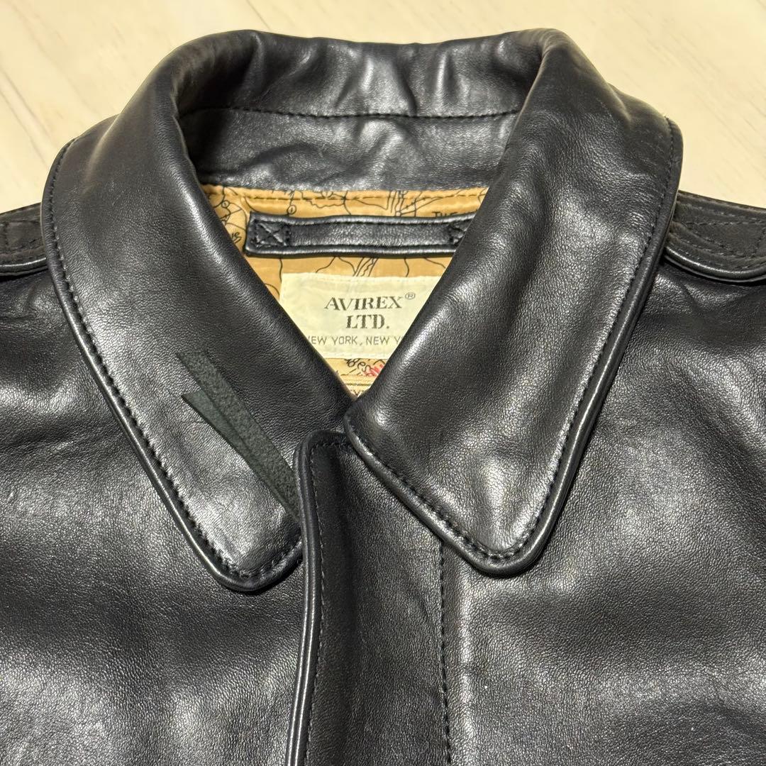【美品】Avirex A-2フライトジャケット　アンティークラムレザー　ブラック